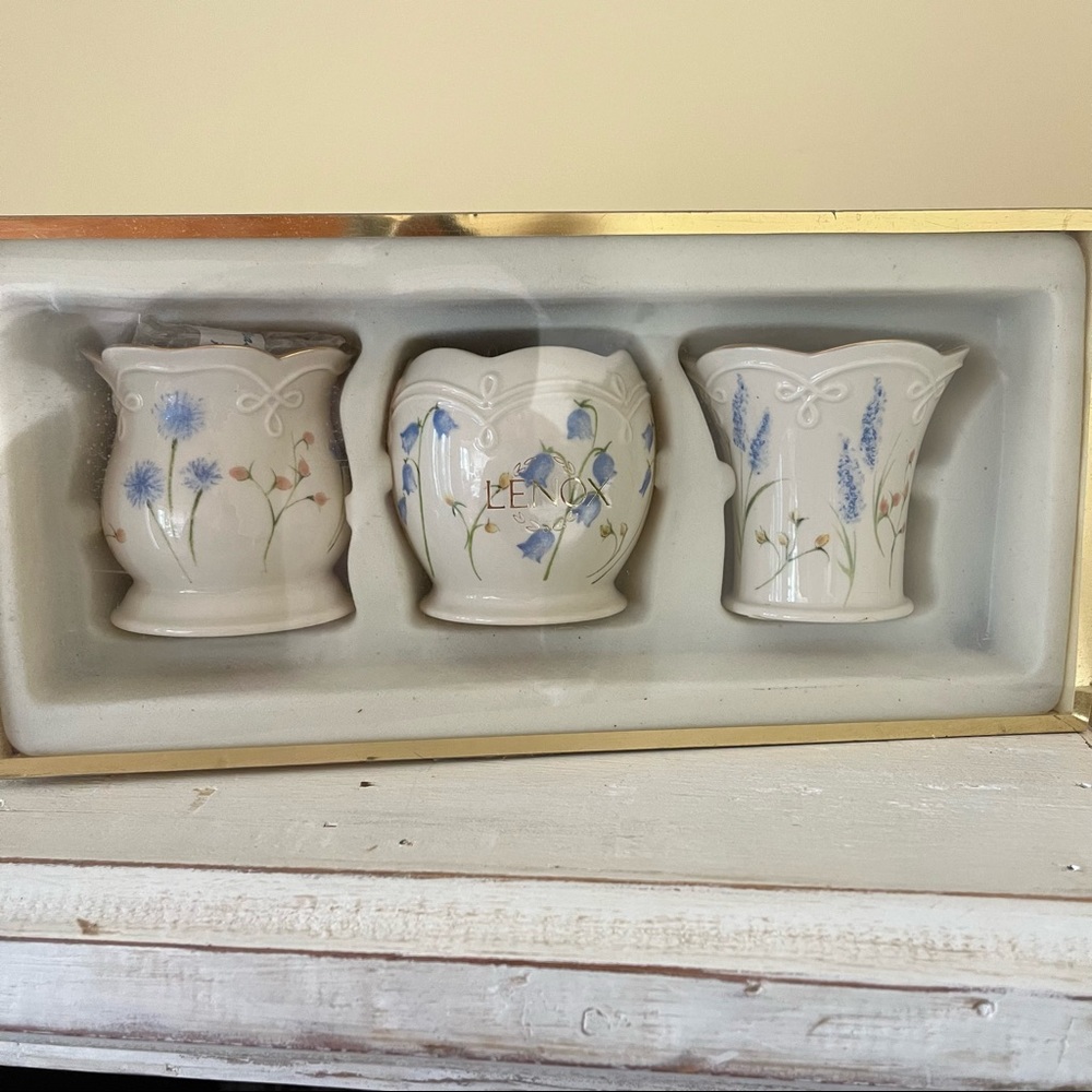 Lenox Set of 3 Floral Votives New in Box